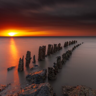 Horizon bij zonsondergang